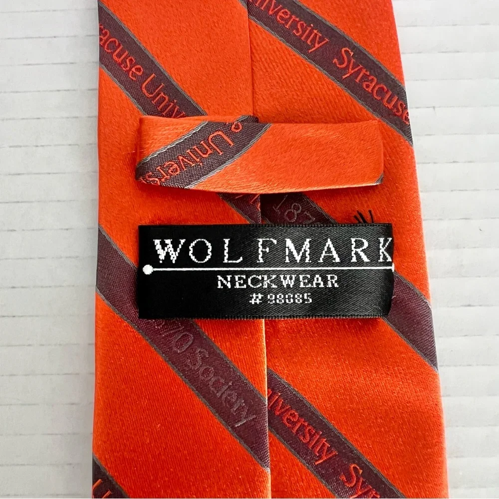 University Syracuse 1870 Society Men’s Silk Tie Orange and Gray Alumni 58”